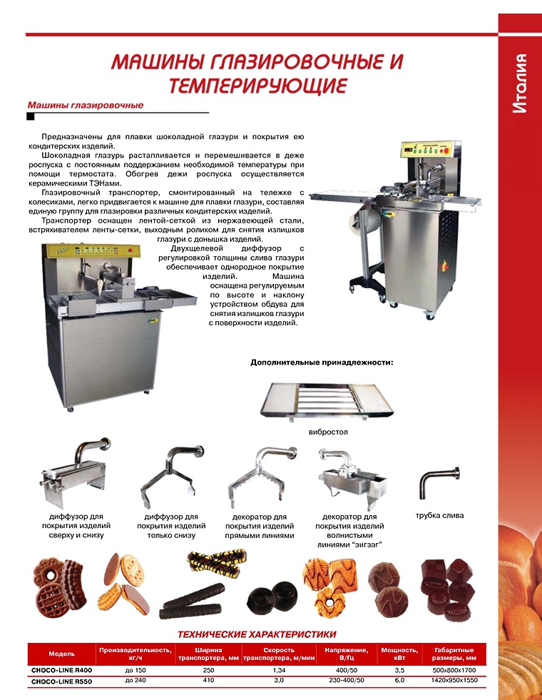 Машины глазировочные и темперирующие