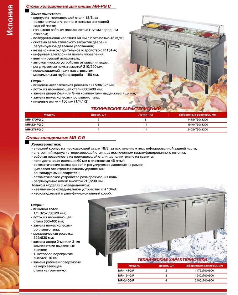 Водоохладители, столы холодильные