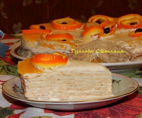 Блинный торт с творожным кремом.