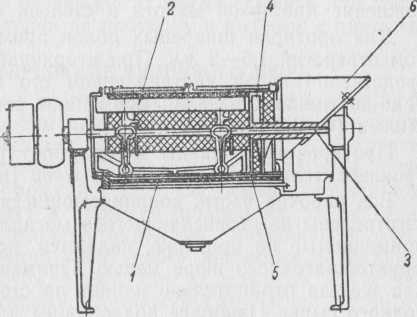 Схема устройства протирочной машины для шпареных яблок.