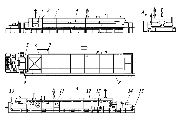 Схема линии для производства формового хлеба с туннельными печами